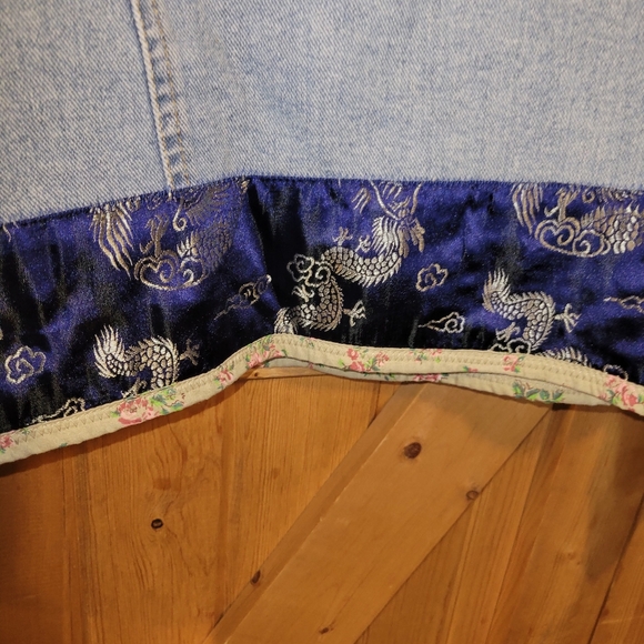 Vintage Newport News Jeanology Jacket Size 14 Y2K Dragon FloralEmbroidered Denim - Picture 9 of 14